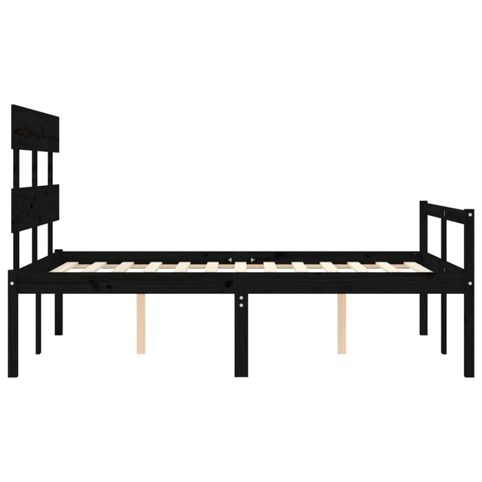 Massivholzbett mit Kopfteil Schwarz 140x200 cm