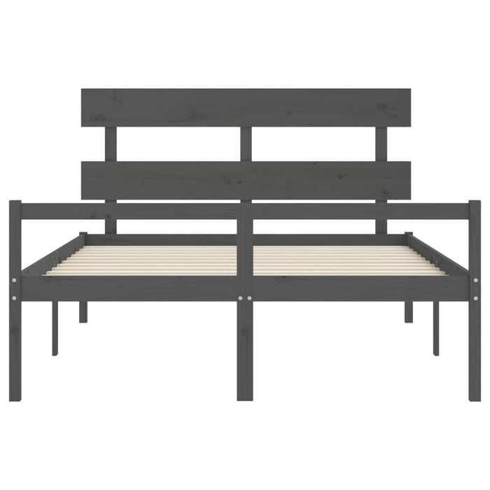 Massivholzbett mit Kopfteil Grau 160x200 cm