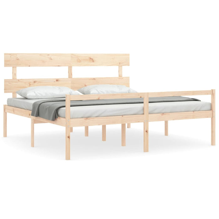 Massivholzbett mit Kopfteil 200x200 cm
