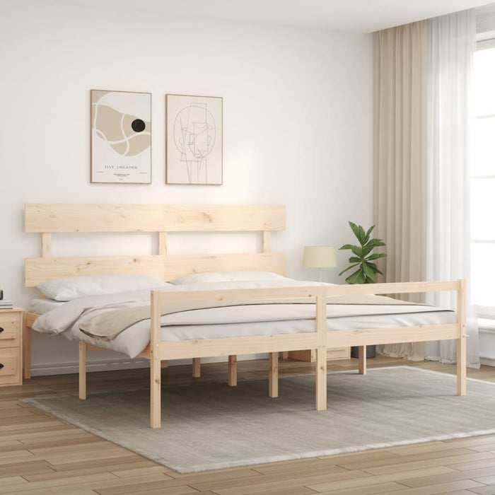 Massivholzbett mit Kopfteil 200x200 cm