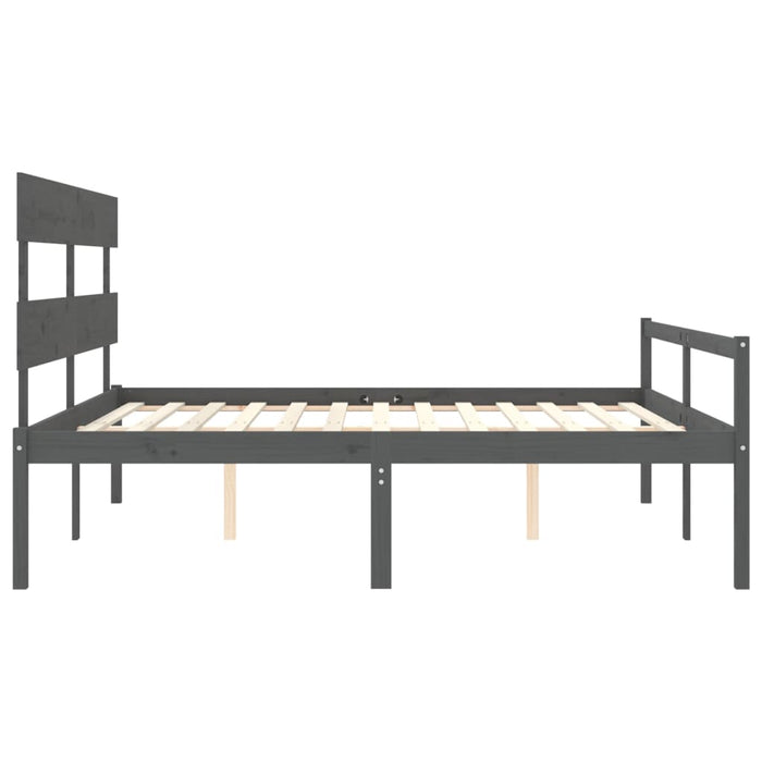 Massivholzbett mit Kopfteil Grau 200x200 cm