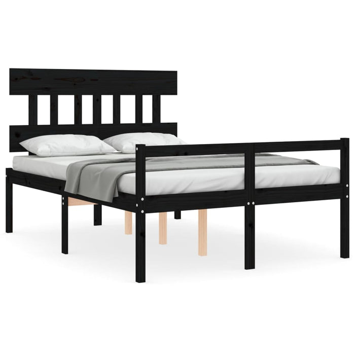 Massivholzbett mit Kopfteil Schwarz