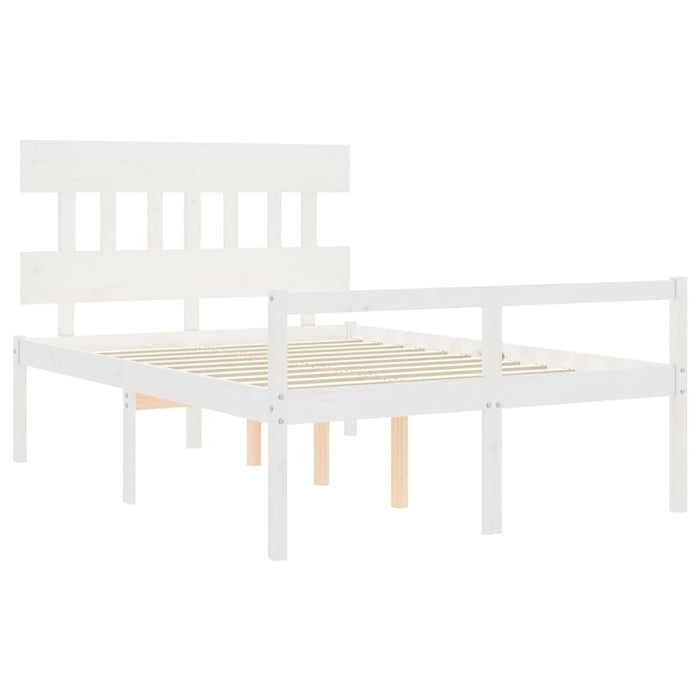 Massivholzbett mit Kopfteil Weiß 140x190 cm