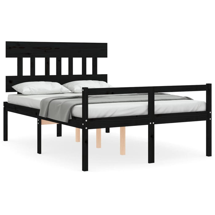 Massivholzbett mit Kopfteil Schwarz 140x190 cm