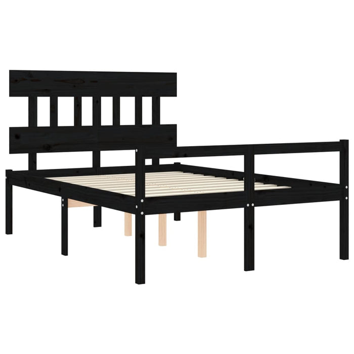 Massivholzbett mit Kopfteil Schwarz 140x190 cm
