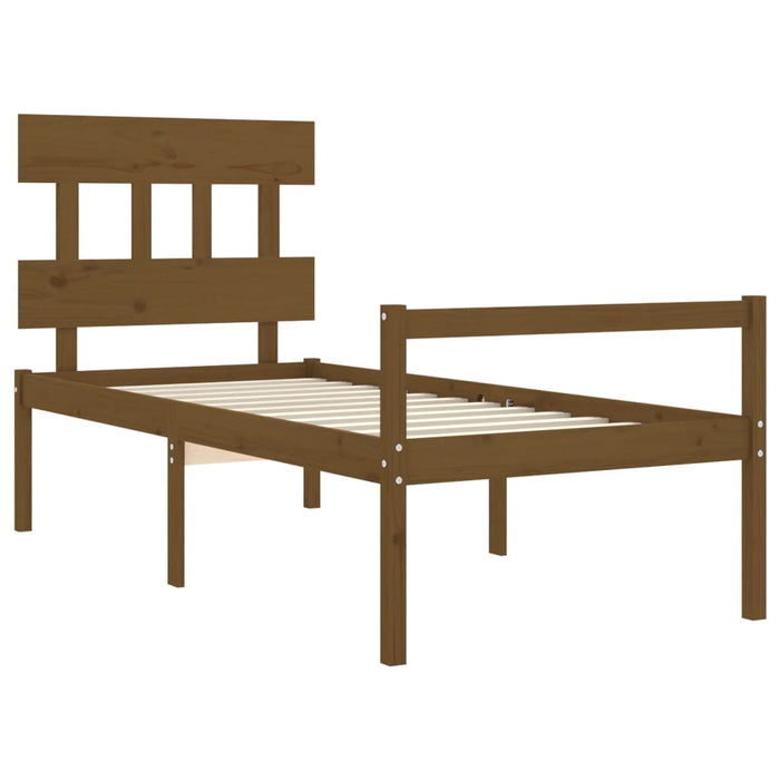 Massivholzbett mit Kopfteil Honigbraun 90x200 cm