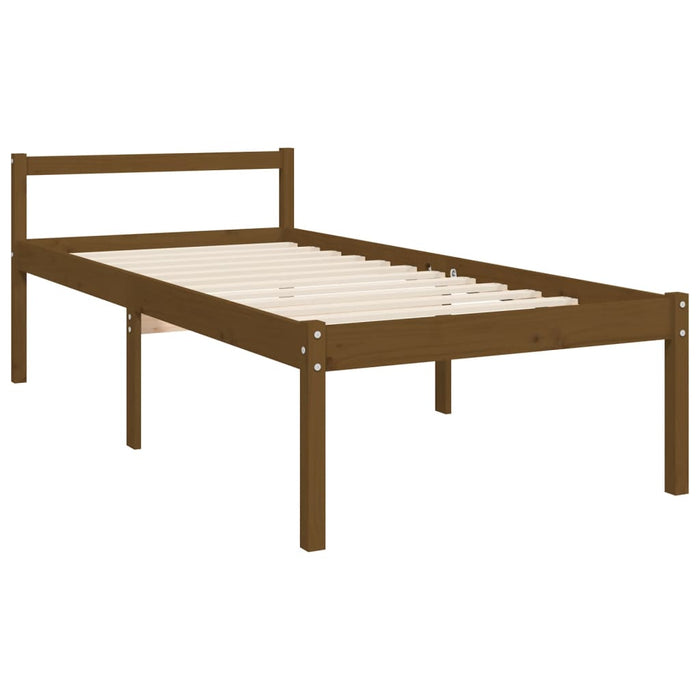 Massivholzbett mit Kopfteil Honigbraun 90x200 cm