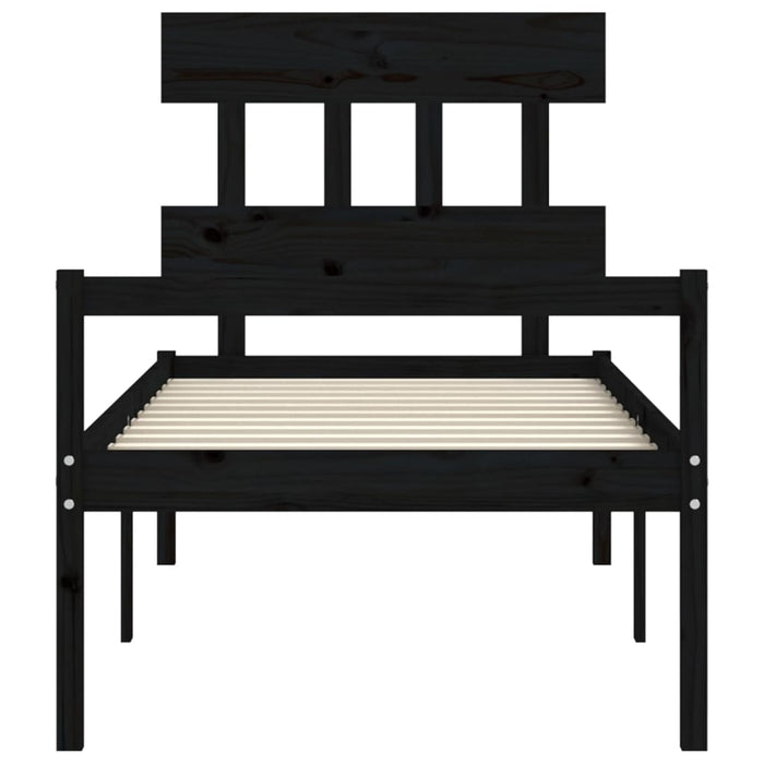 Massivholzbett mit Kopfteil Schwarz 90x200 cm