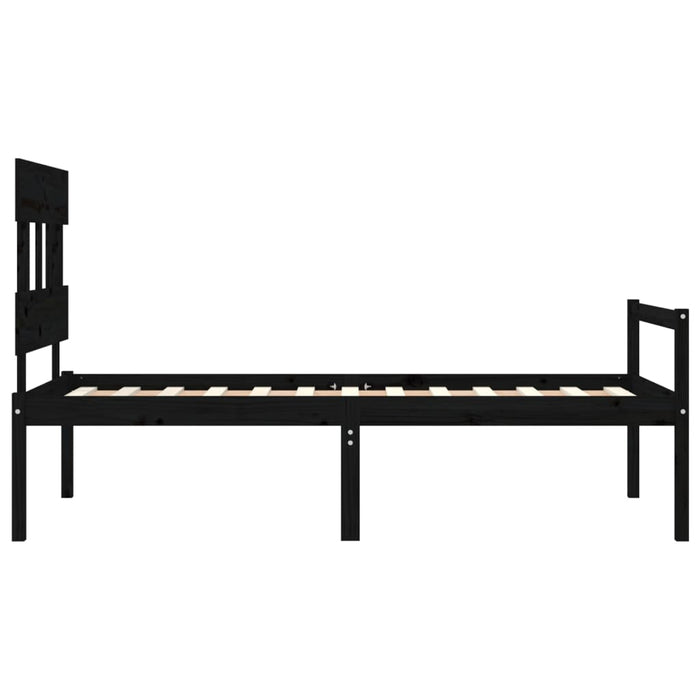 Massivholzbett mit Kopfteil Schwarz 90x200 cm