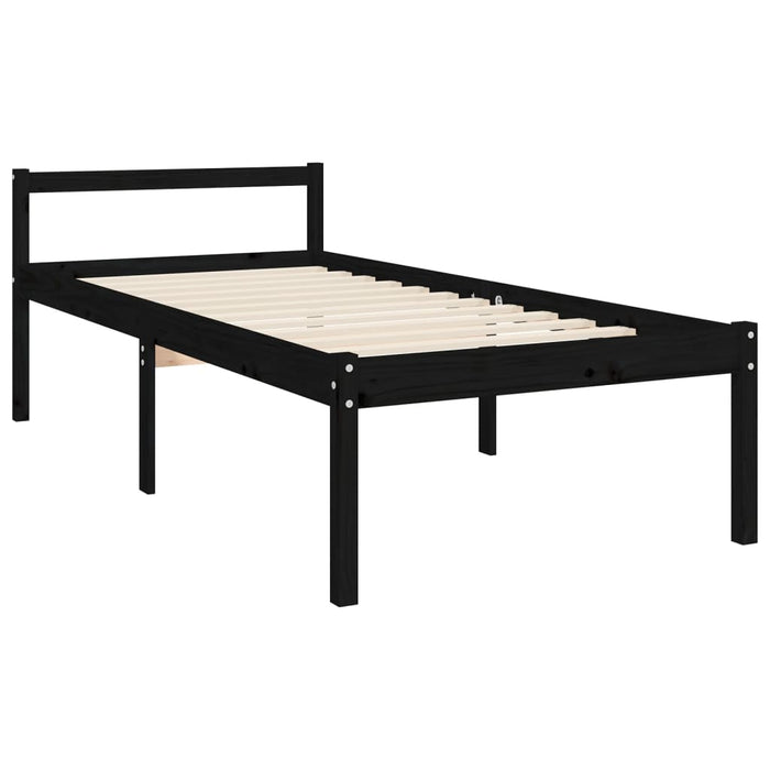 Massivholzbett mit Kopfteil Schwarz 90x200 cm