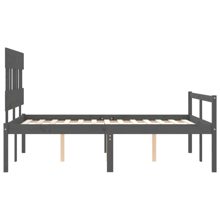 Massivholzbett mit Kopfteil Grau 120x200 cm