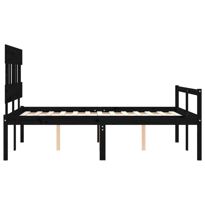 Massivholzbett mit Kopfteil Schwarz 140x200 cm