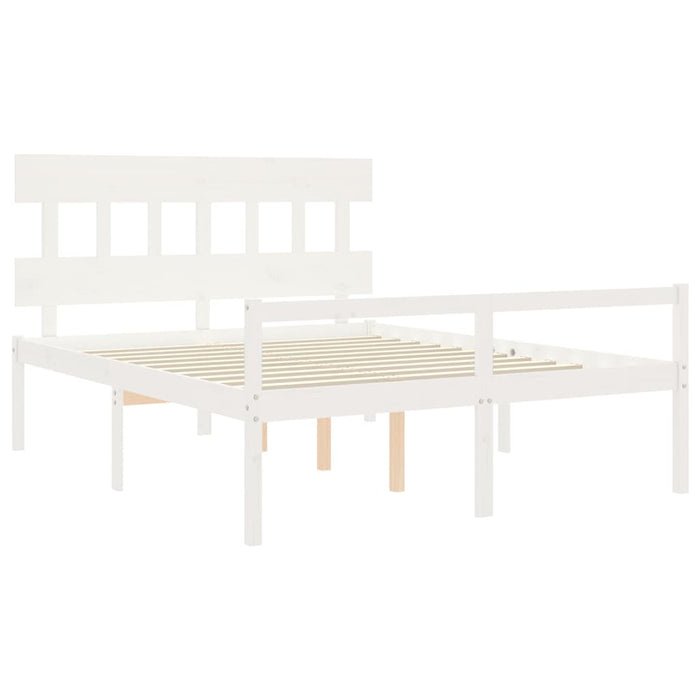 Massivholzbett mit Kopfteil Weiß