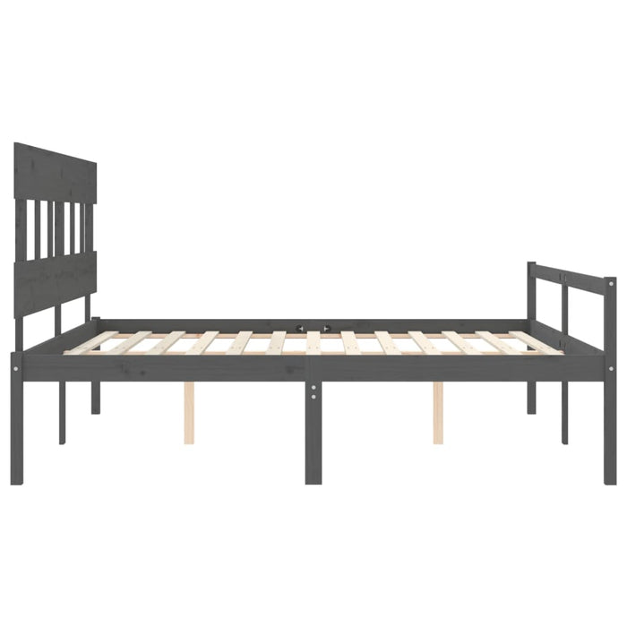 Massivholzbett mit Kopfteil Grau 200x200 cm