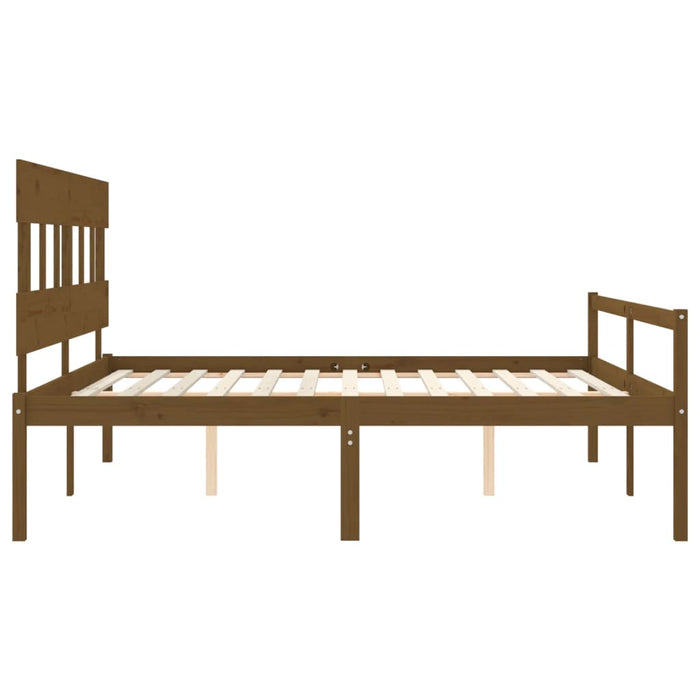 Massivholzbett mit Kopfteil Honigbraun 200x200 cm