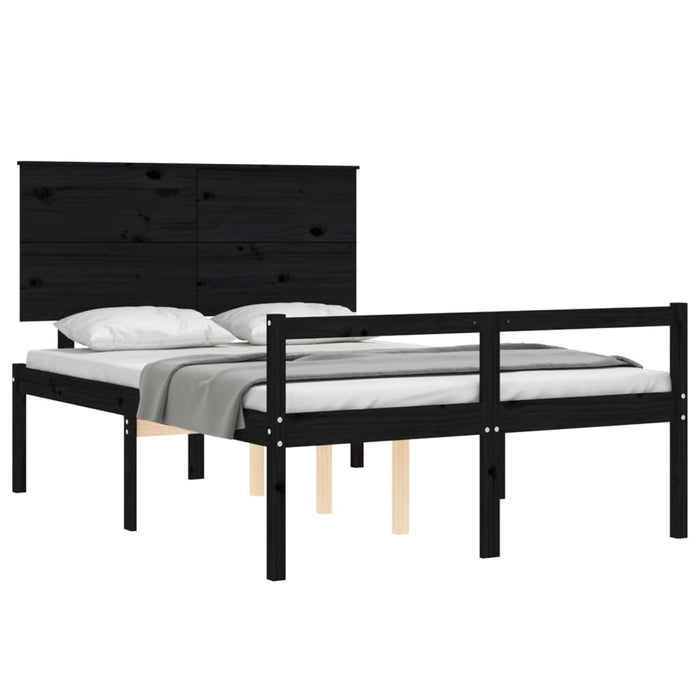Massivholzbett mit Kopfteil Schwarz