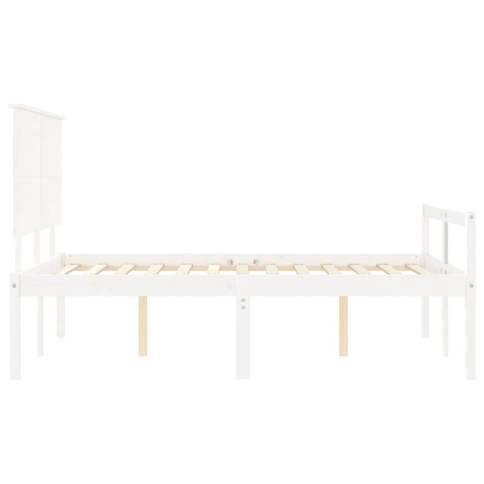 Massivholzbett mit Kopfteil Weiß 140x190 cm