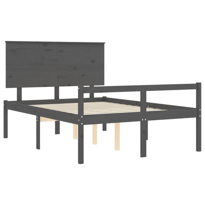 Massivholzbett mit Kopfteil Grau 140x190 cm