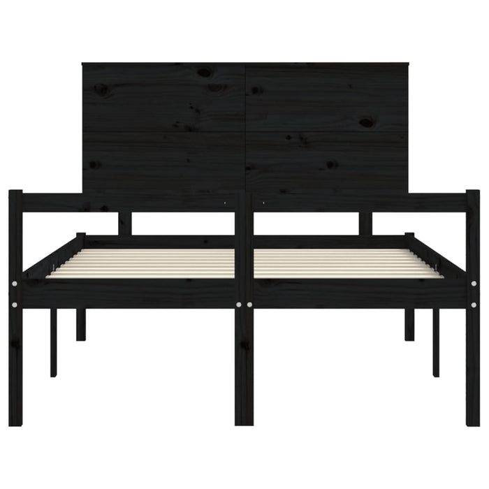 Massivholzbett mit Kopfteil Schwarz 140x190 cm