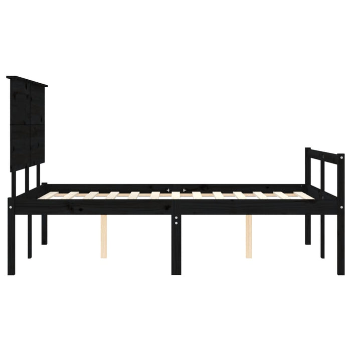 Massivholzbett mit Kopfteil Schwarz 140x190 cm