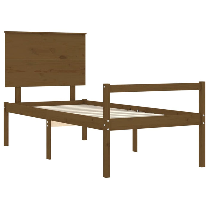 Massivholzbett mit Kopfteil Honigbraun 90x200 cm