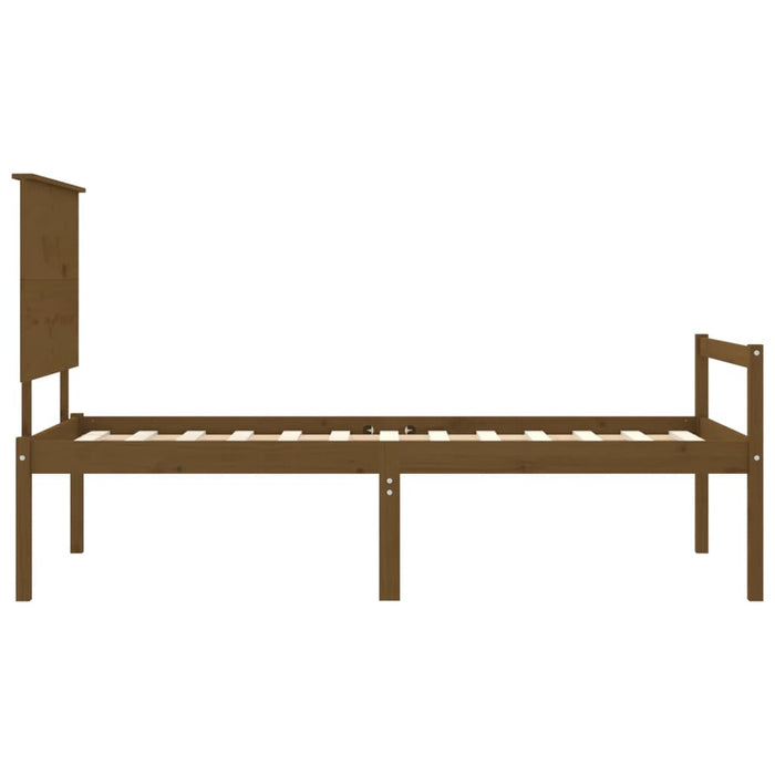 Massivholzbett mit Kopfteil Honigbraun 90x200 cm