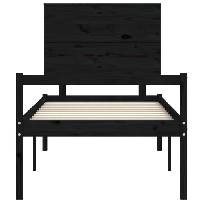 Massivholzbett mit Kopfteil Schwarz 90x200 cm
