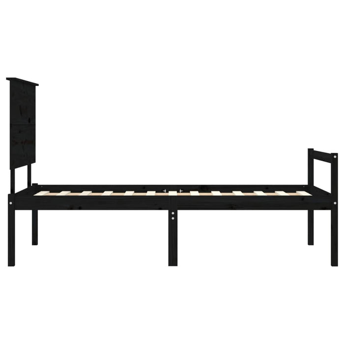 Massivholzbett mit Kopfteil Schwarz 90x200 cm