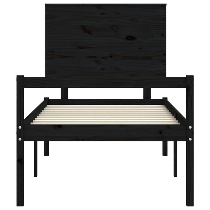 Massivholzbett mit Kopfteil Schwarz 100x200 cm