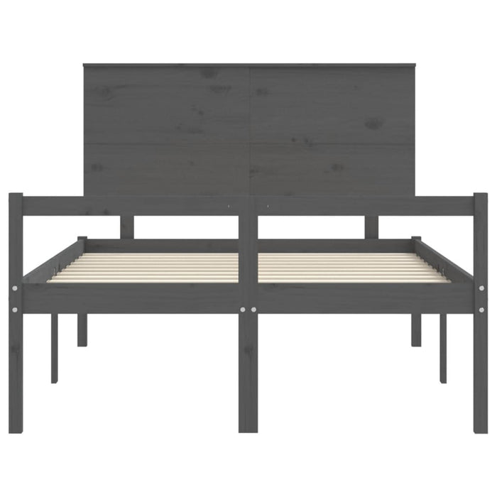 Massivholzbett mit Kopfteil Grau 120x200 cm