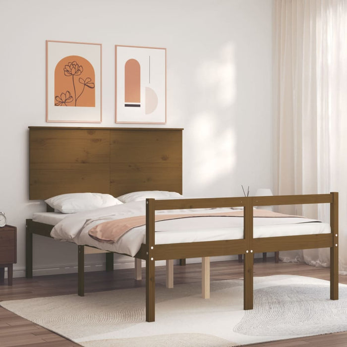 Massivholzbett mit Kopfteil Honigbraun 120x200 cm