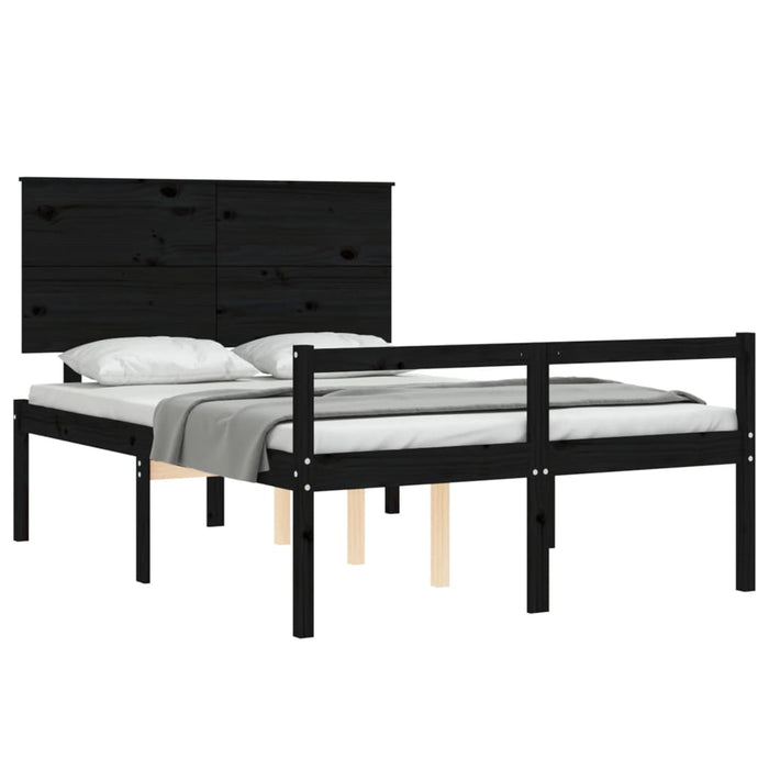Massivholzbett mit Kopfteil Schwarz 120x200 cm
