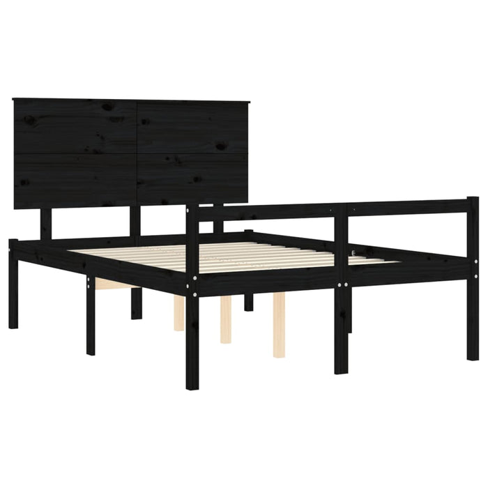 Massivholzbett mit Kopfteil Schwarz 120x200 cm