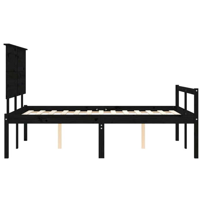 Massivholzbett mit Kopfteil Schwarz 120x200 cm