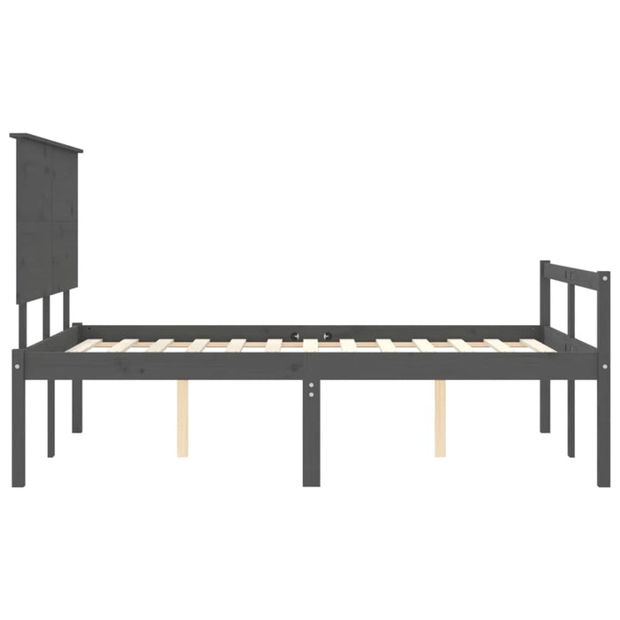 Massivholzbett mit Kopfteil Grau 140x200 cm