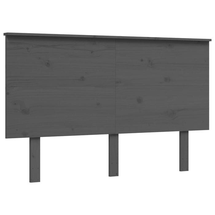 Massivholzbett mit Kopfteil Grau 140x200 cm
