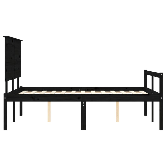 Massivholzbett mit Kopfteil Schwarz 140x200 cm