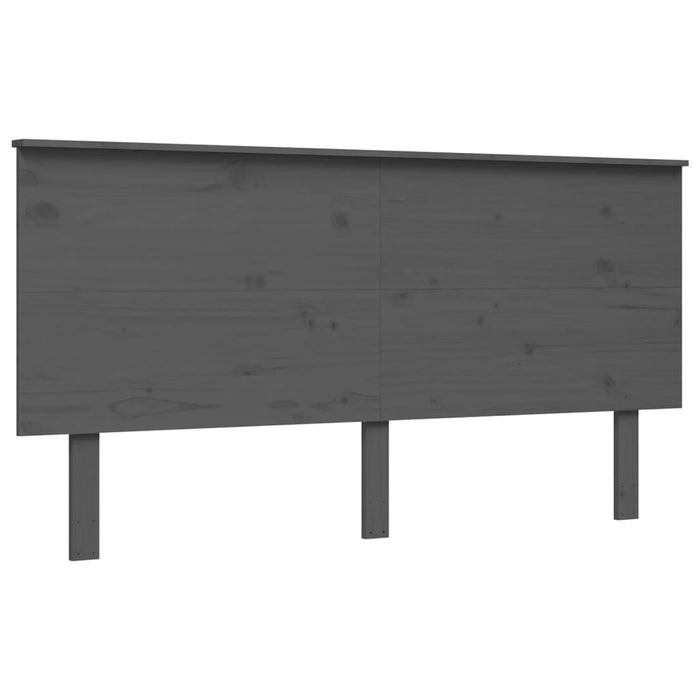 Massivholzbett mit Kopfteil Grau