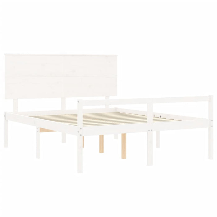 Massivholzbett mit Kopfteil Weiß 160x200 cm