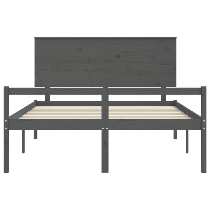 Massivholzbett mit Kopfteil Grau 160x200 cm