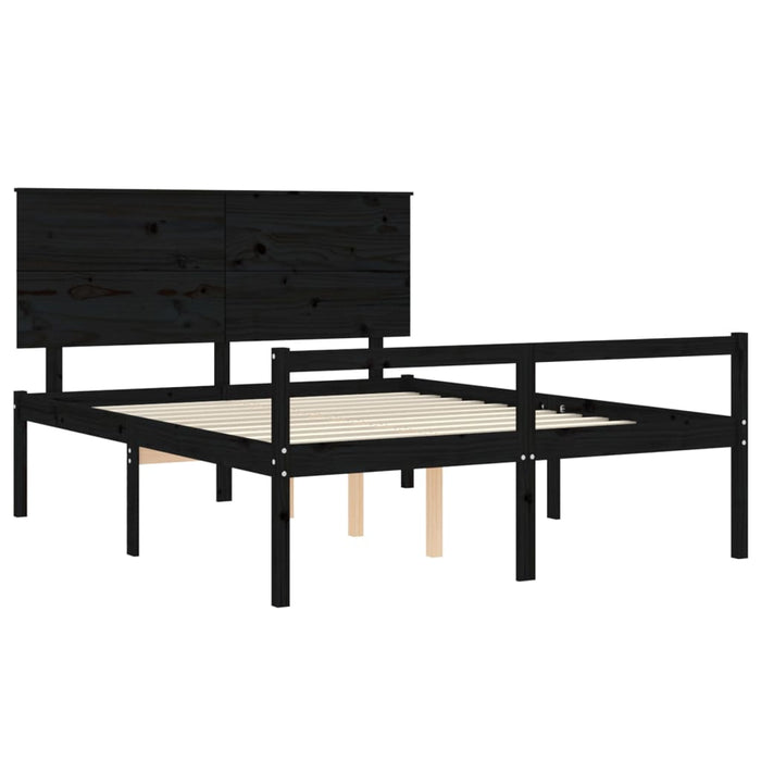 Massivholzbett mit Kopfteil Schwarz 160x200 cm