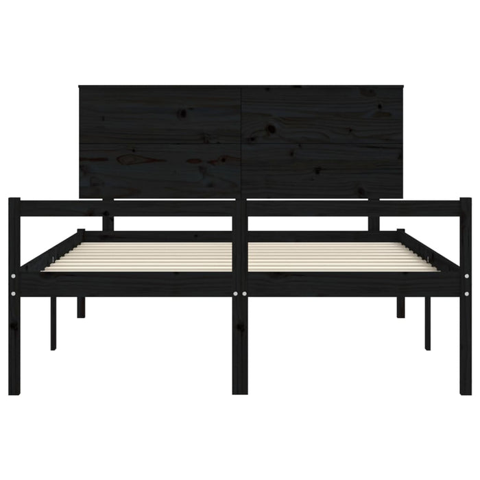Massivholzbett mit Kopfteil Schwarz 160x200 cm