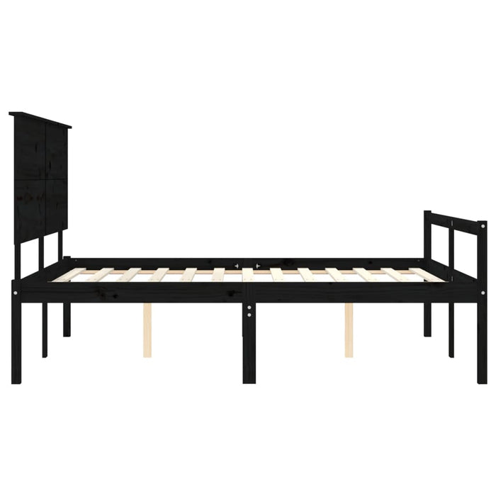 Massivholzbett mit Kopfteil Schwarz 160x200 cm