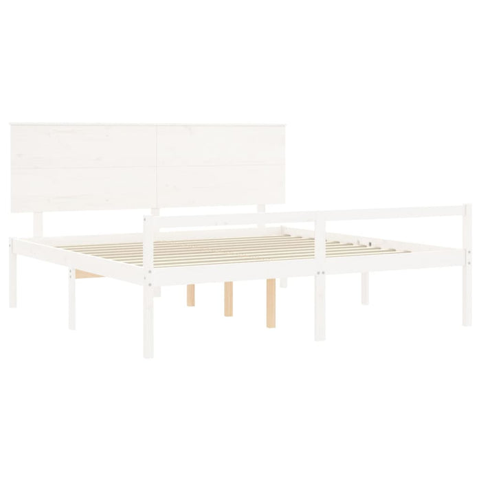 Massivholzbett mit Kopfteil Weiß 200x200 cm