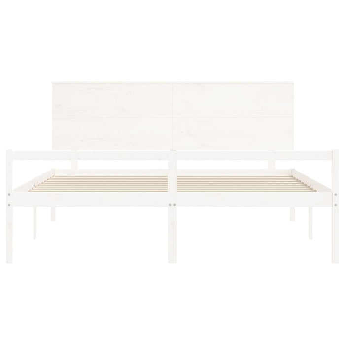 Massivholzbett mit Kopfteil Weiß 200x200 cm
