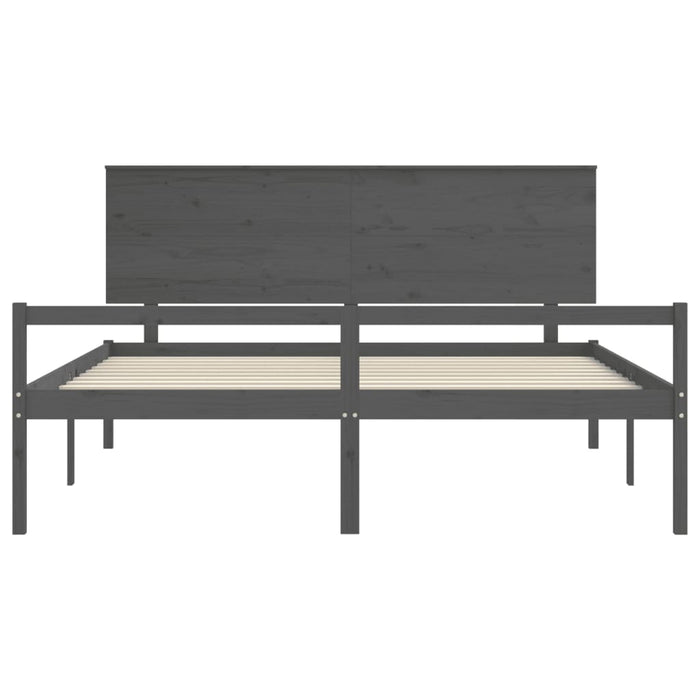 Massivholzbett mit Kopfteil Grau 200x200 cm