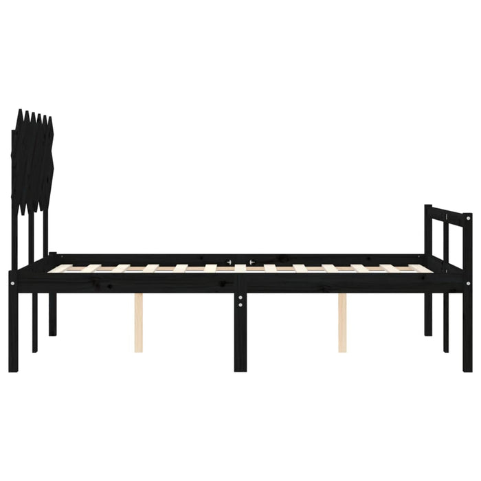 Massivholzbett mit Kopfteil Schwarz