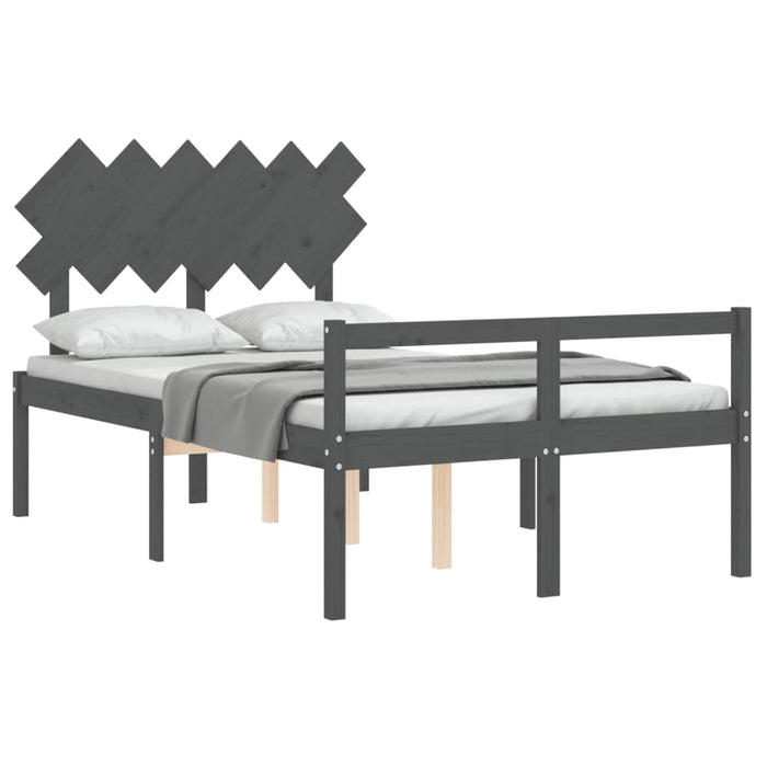 Massivholzbett mit Kopfteil Grau
