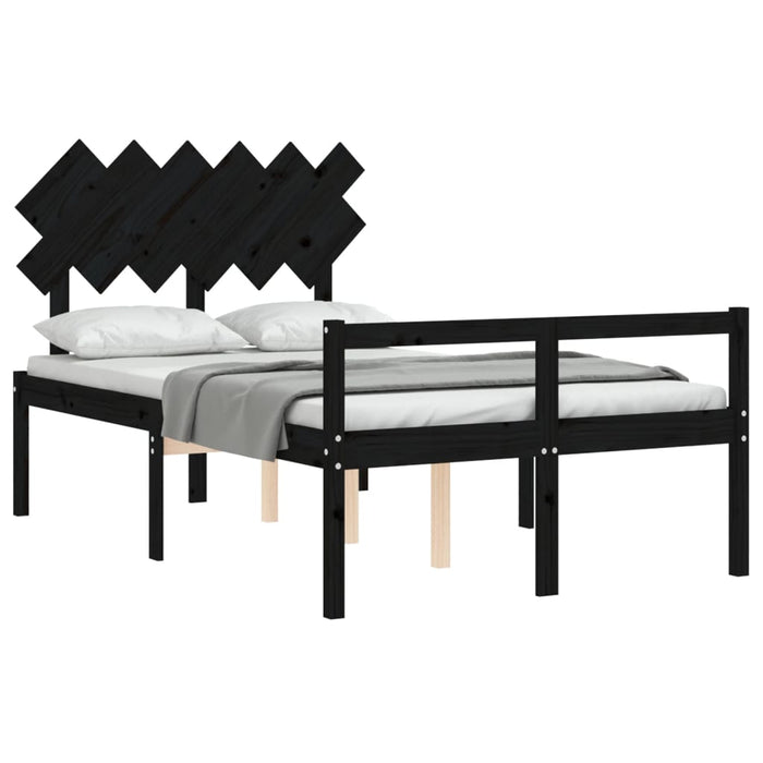 Massivholzbett mit Kopfteil Schwarz