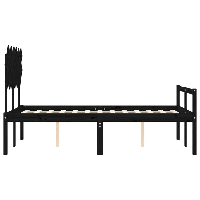 Massivholzbett mit Kopfteil Schwarz